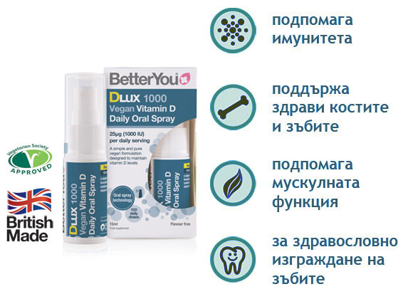 Витамин Д3 1000IU 100% растителен произход орален спрей 15мл